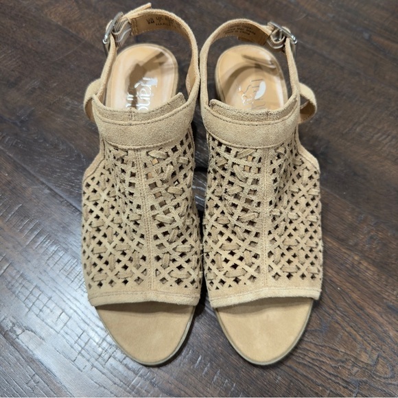 Franco Sarto Harlet 3 Leather/Suede Open-Toe Heels Size 9 Women - Picture 4 of 13